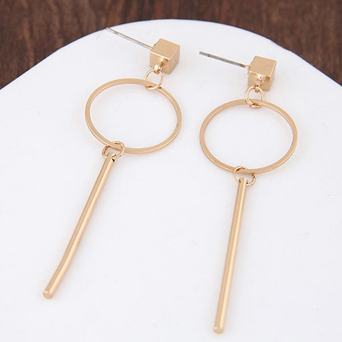 LRC Anting Tusuk Personalized Gold Color Circles Pendant Decorated Pure Color A48187