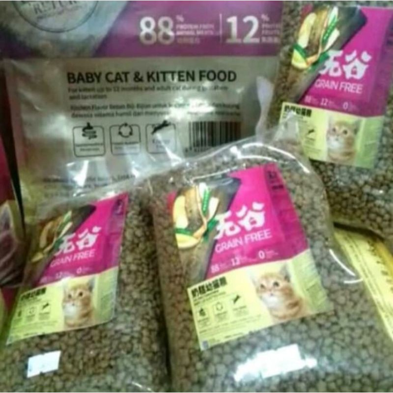 makanan kucing kitchen flavor baby &amp; kitten repack 1000g