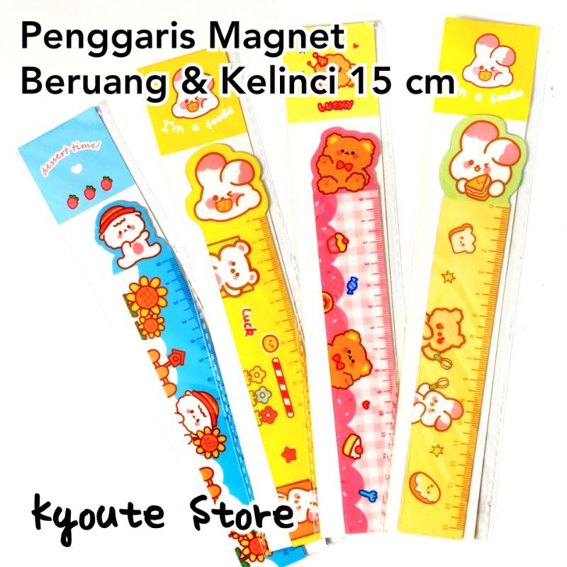 

Penggaris Magnet 15 cm Magnetic Ruler Kartun Beruang Kelinci Lucu Alat Ukur Sekolah