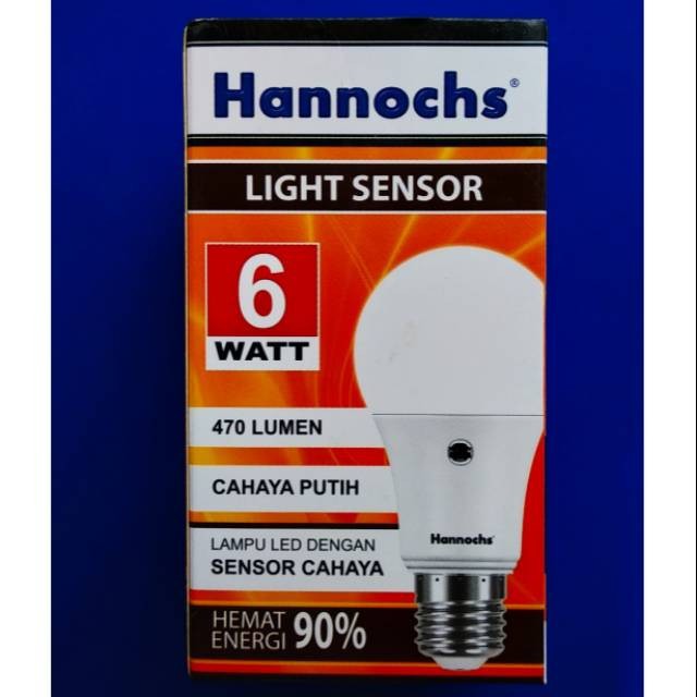 LAMPU LED HANNOCHS SENSOR CAHAYA 6 WATT BOHLAM LED HANNOCHS 6w PUTIH