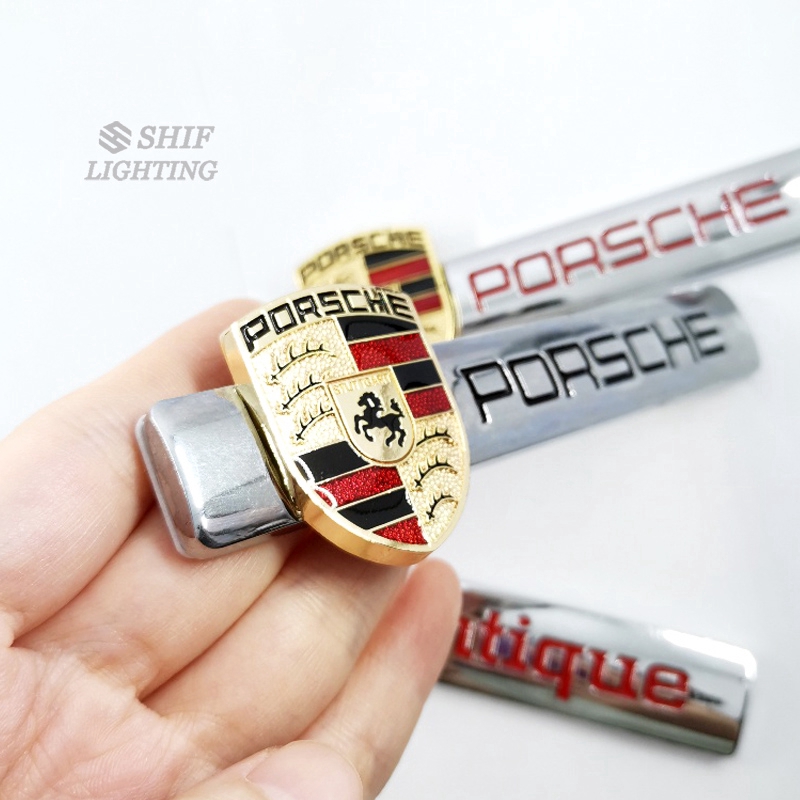 1pc Stiker Emblem Logo Kuda PORSCHE Antik Bahan Metal Warna Emas Untuk Dekorasi Mobil