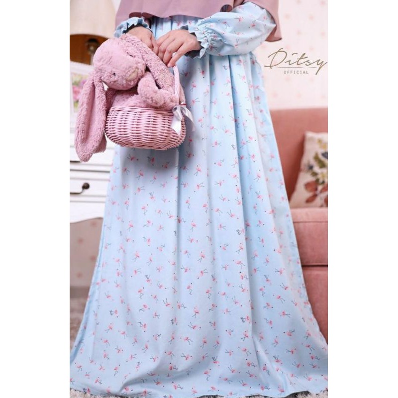 ditsy flamingo cyan size M