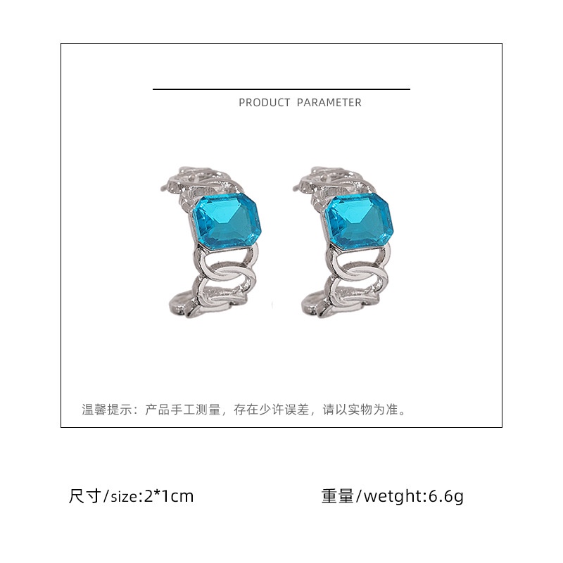 Eropa dan Amerika ins rantai unik anting-anting anting-anting biru zirkon niche desain anting-anting