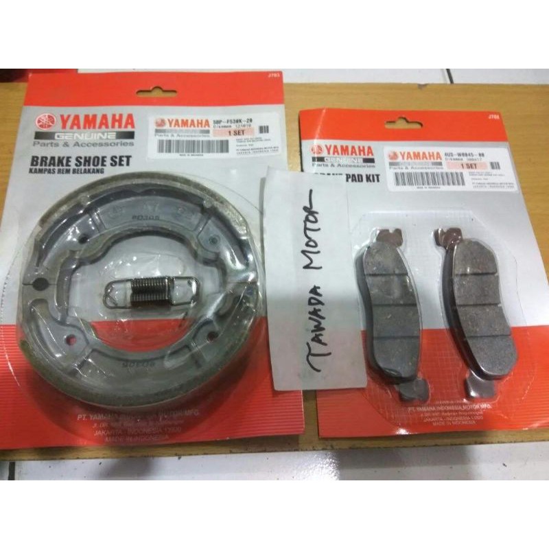KANVAS REM SET DEPAN BELAKANG YAMAHA RX KING NEW SCORPIO 2 PISTON