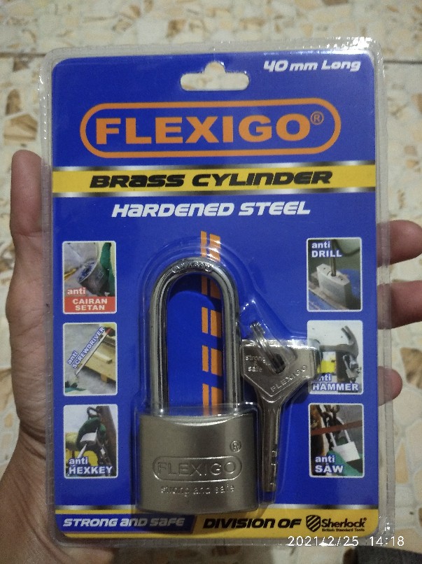 Flexigo Gembok Anti Maling 40 Mm Panjang, Silinder Kuningan Anti Kimia
