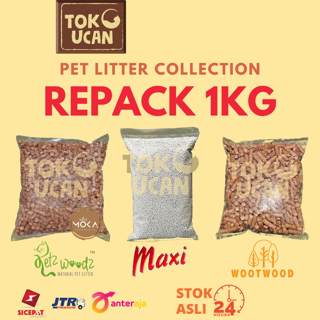 Pasir Kucing Repack 1KG | Ketzwoodz Repack - Maxi Repack - Wootwood Repack Wood pellet Pasir Gumpal