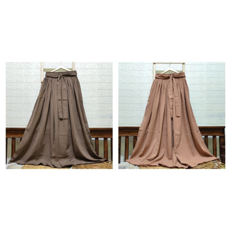 Rok panjang wanita bahan wolfis / rok woolpeach rempel polos / rok harian kerja / rok kuliah