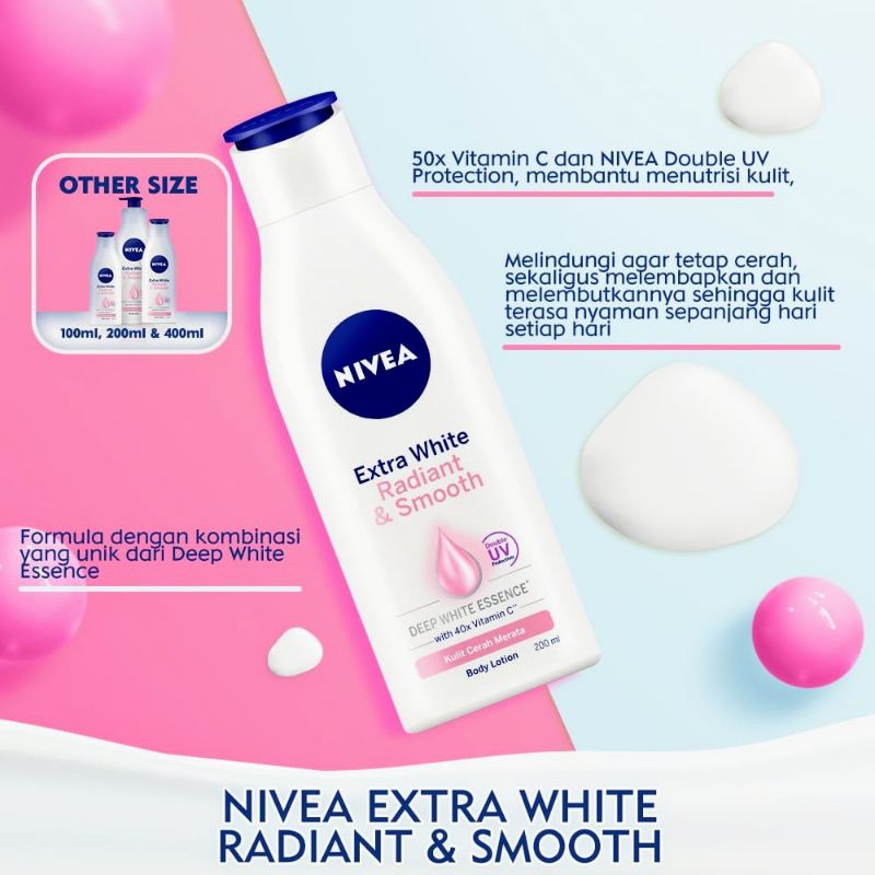 NIVEA Extra White Radiant & Smooth 100ml / NIVEA EXTRA WHITE INSTANT GLOW SPF 15 LOTION
