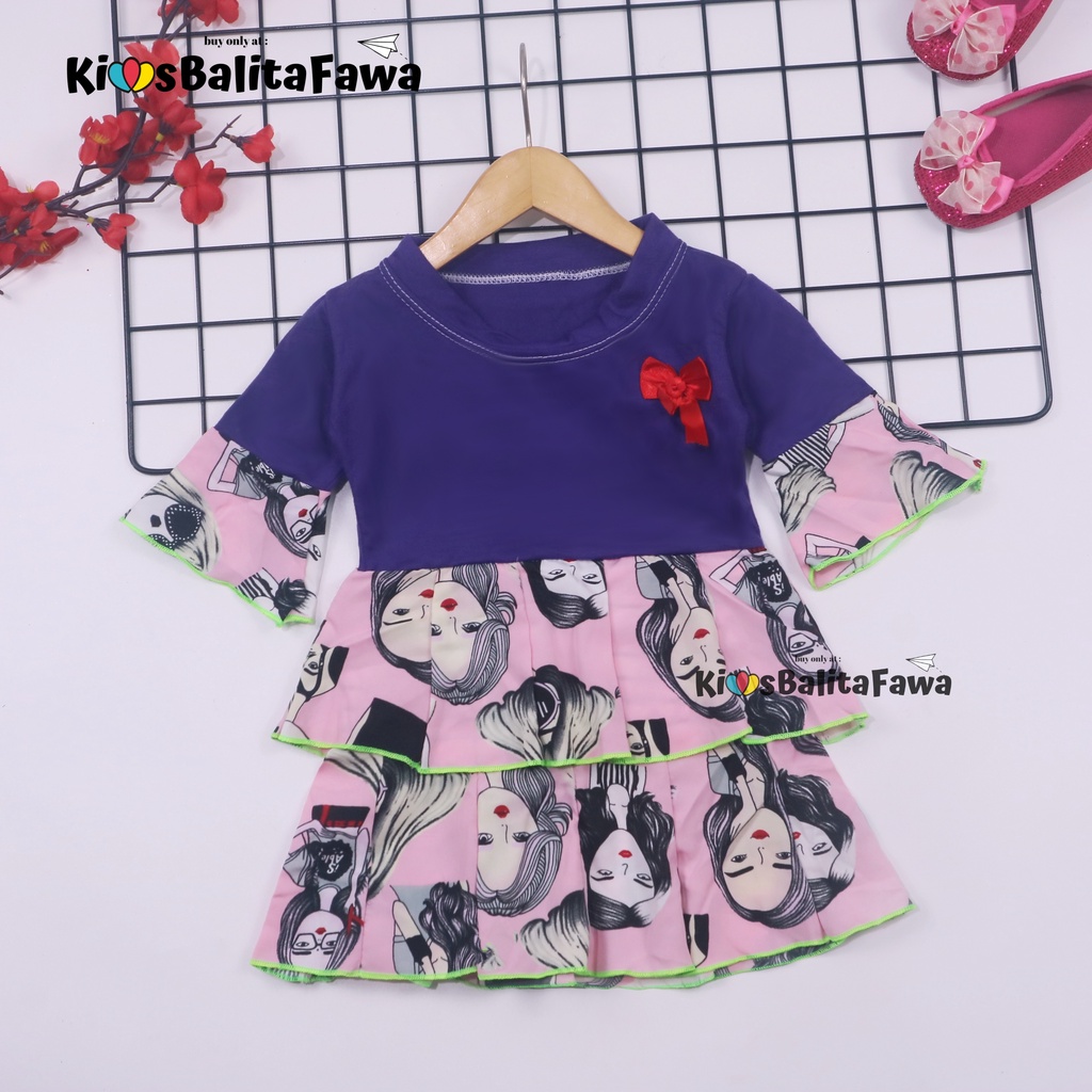 Dress Syifa uk Bayi 3-12 Bayi / Dres Lengan Panjang Murah Gaun Pesta Baju Baby Perempuan Grosir