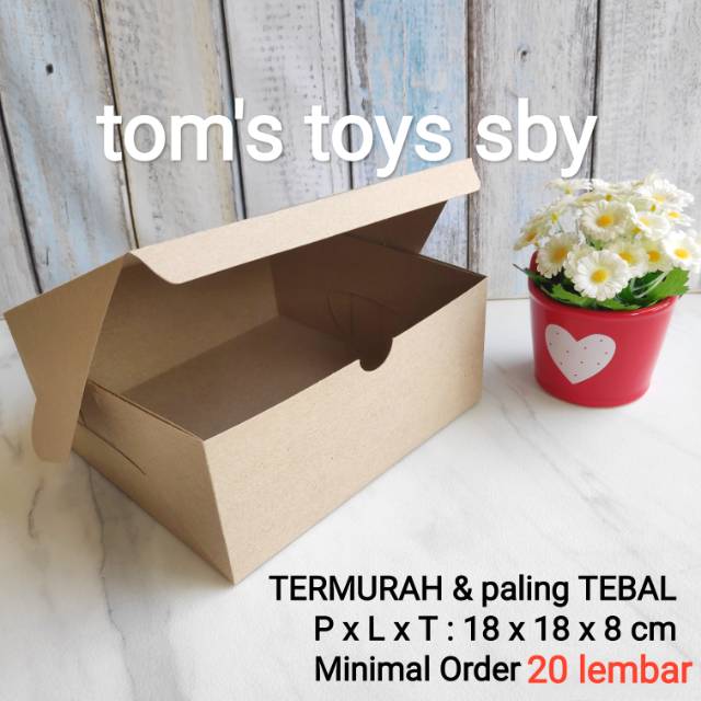 Box Dus Kotak Kraft Coklat Packing Roti Kue Snack Nasi 18 Box Dus Kotak Kraft Coklat Packing Roti Kue Snack Nasi 18
