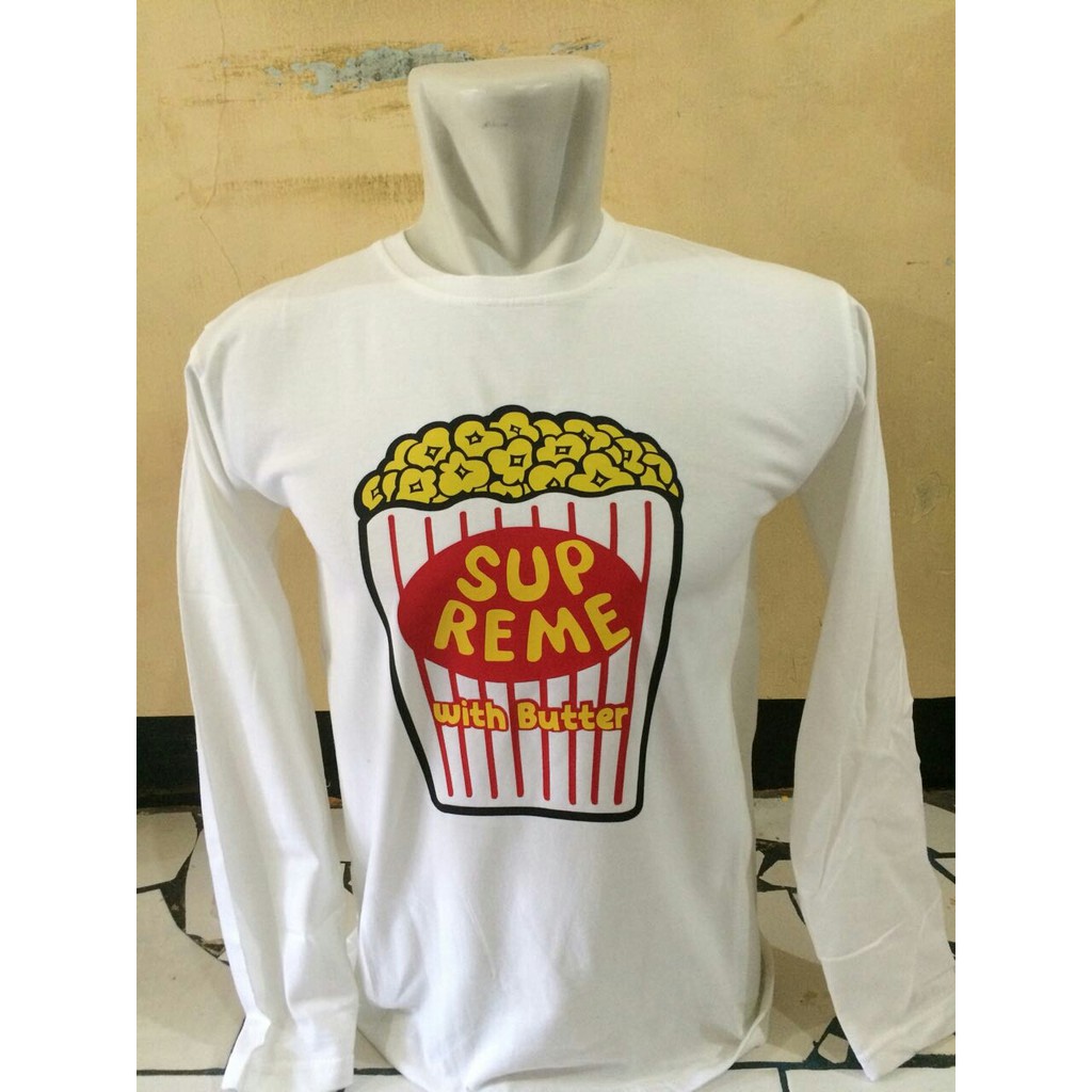kaos baju t shirt lengan panjang supreme