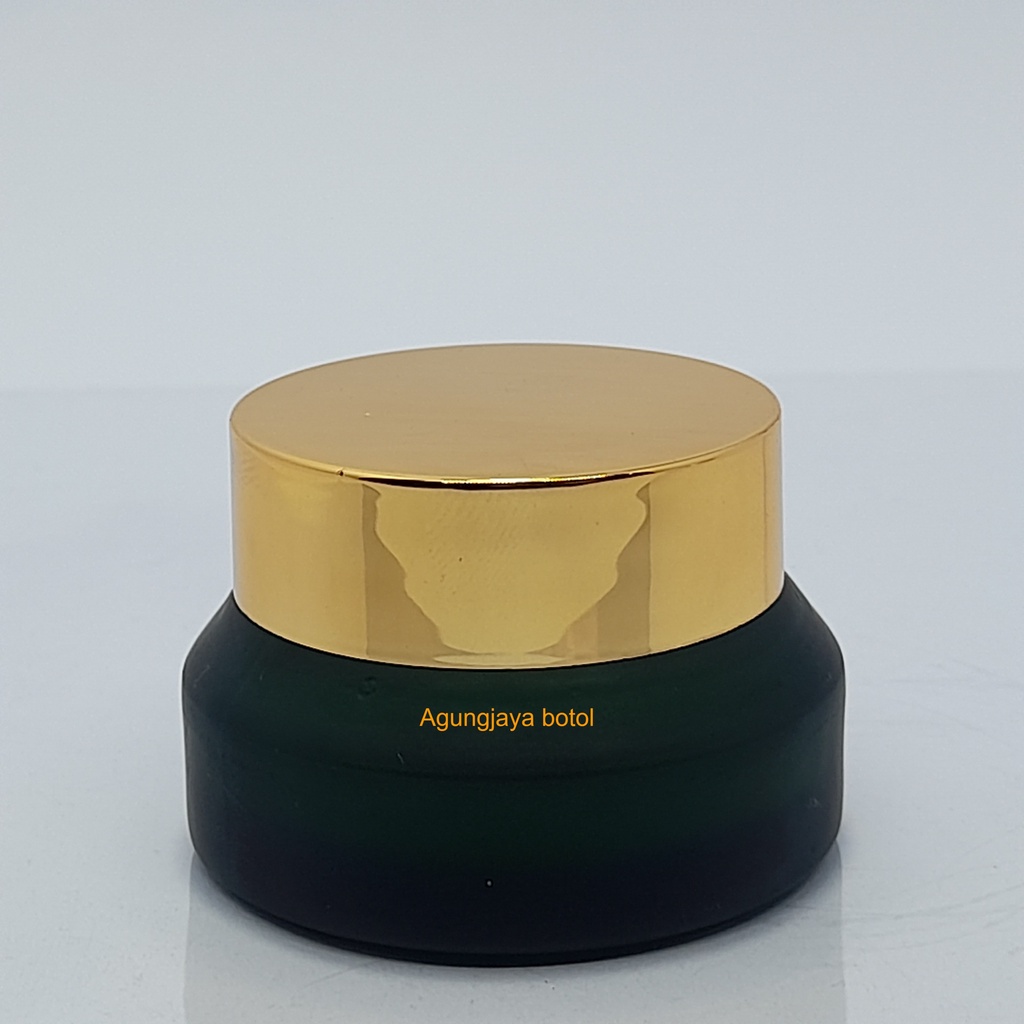Pot Kaca 15 Gr Gendut Hijau Frosted / Pot Kaca / Pot Cream Kaca / Pot Krim Wajah / Pot Kosmetik / Po
