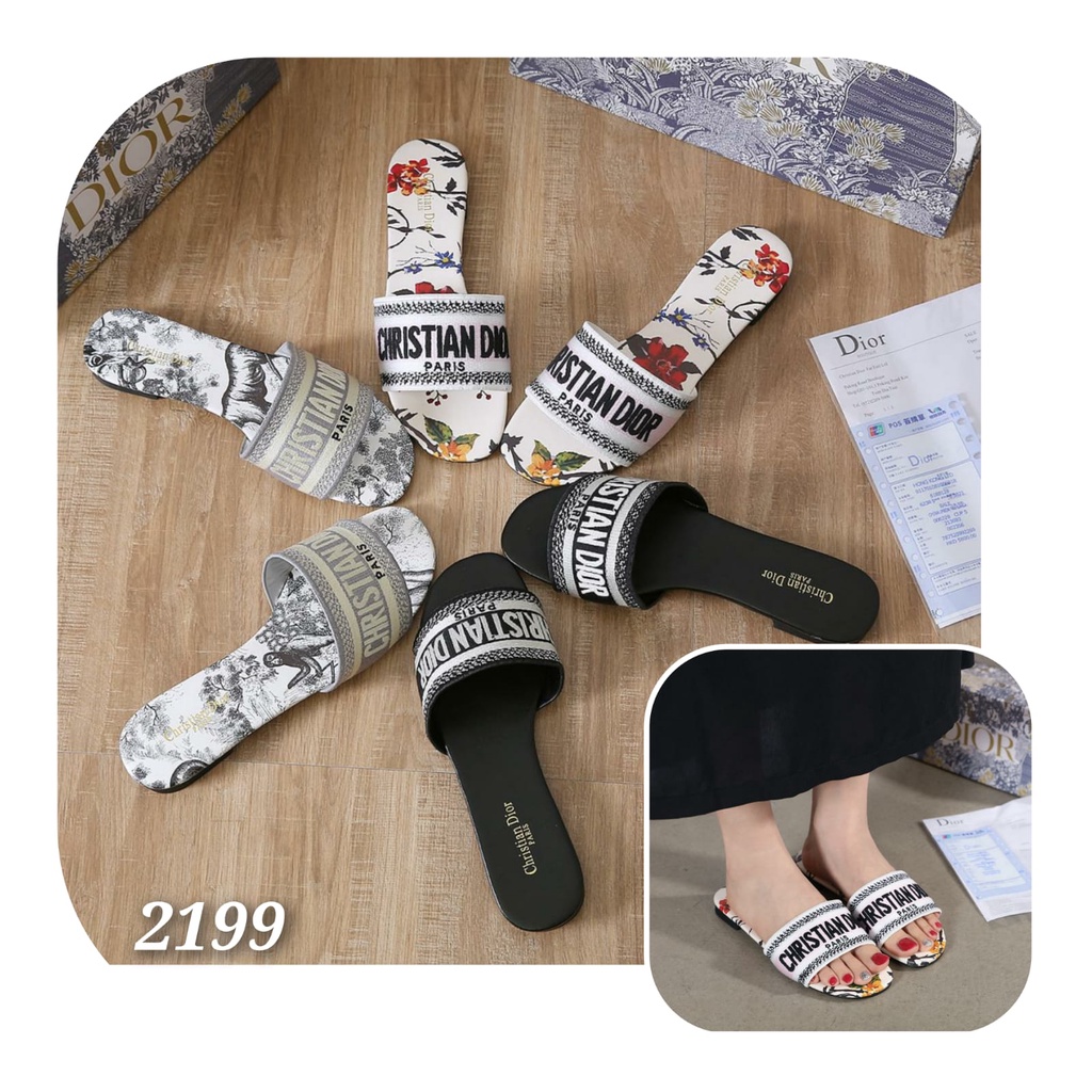 New Arrival Sandal Wanita IMPORT SET Slipper Slop Flat Nyaman 2199