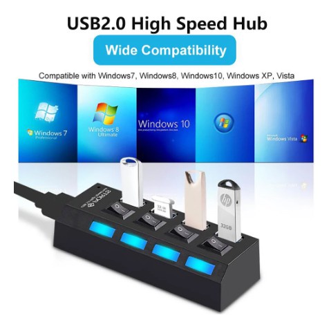 USB 2.0 hub 4 port on/off / USB hub 4 port on-off murah / usb hub 2.0