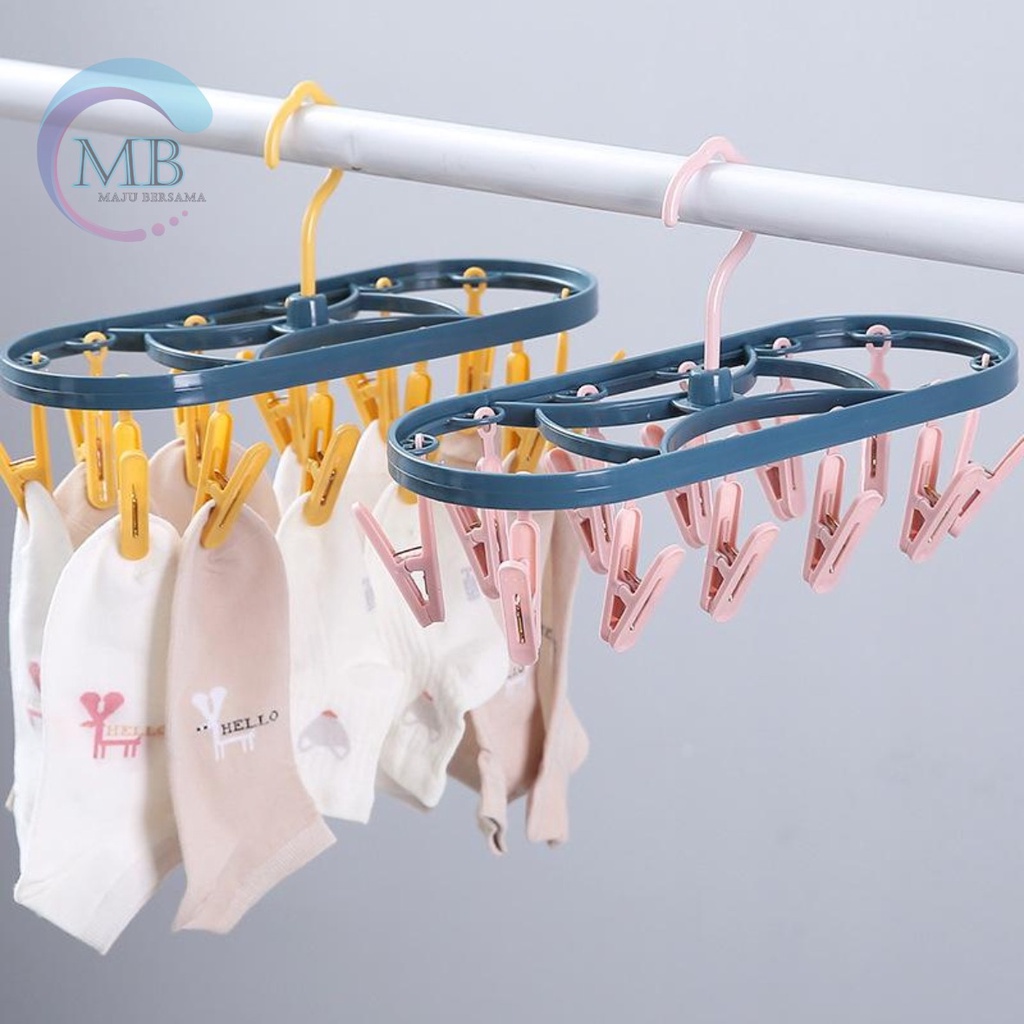 RT52 gantungan hanger hook jepit jepitan jemuran jemur baju kaos kaki jepit 12 klip MB2672