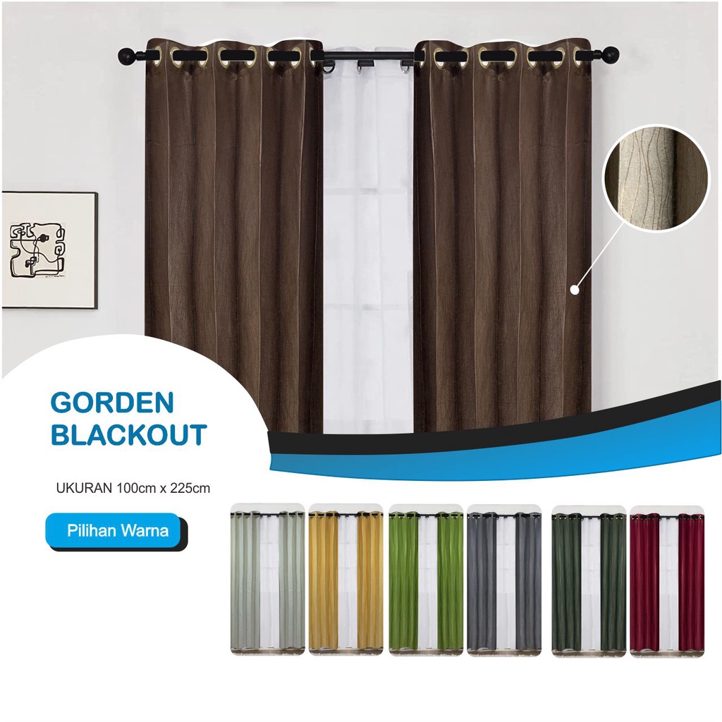 Gorden Blackout Polos Emboss Minimalis Tebal dan Mewah / Gordeng Hordeng Korden Tirai 100% Blackout