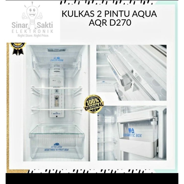 Kulkas Aqua 2 pintu AQR D270 Lemari Es Jumbo AQR-D270 270 Low Watt