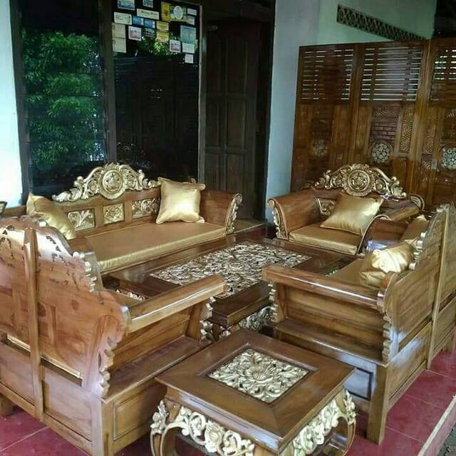 Kursi tamu madura matahari kayu jati free bantalan busa