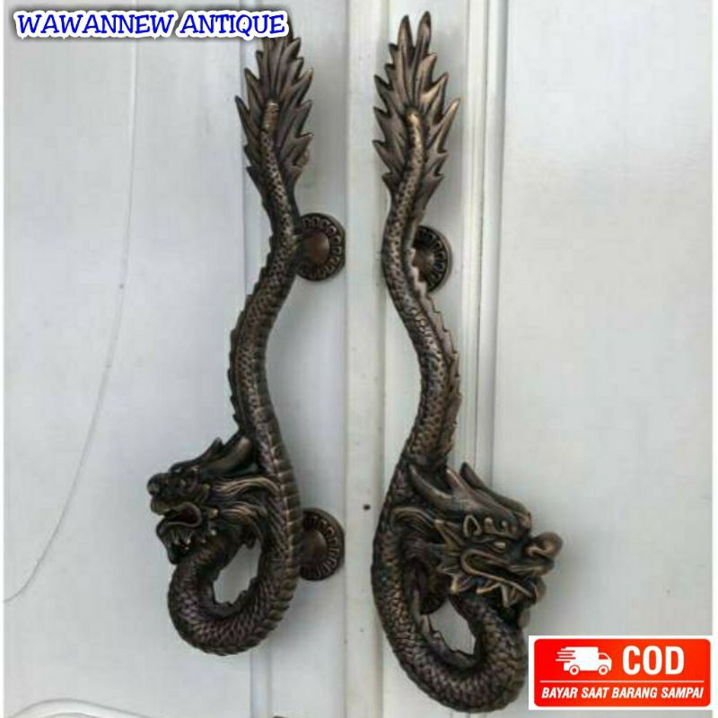 Handle Pintu Rumah Pagar Kuningan Antik Murah Motif Naga