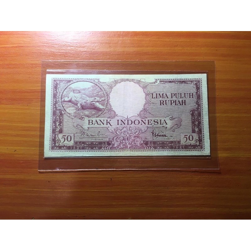 Uang Kuno 50 Rupiah Buaya AUNC Original
