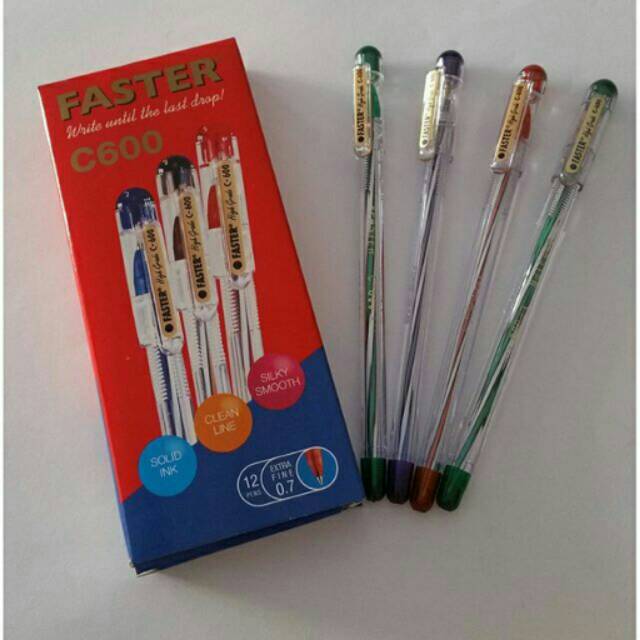 Pulpen faster tutup c600 ballpoint pena ball pen