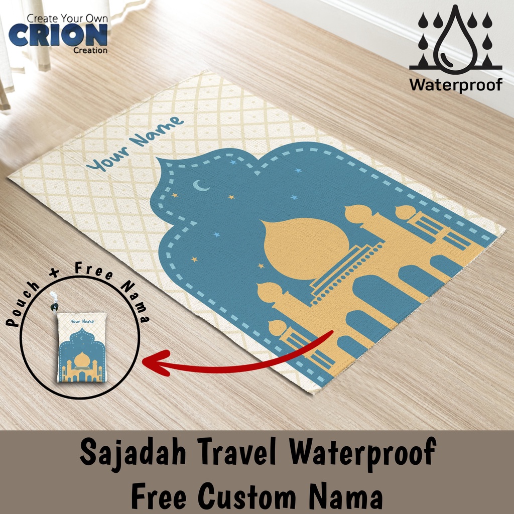 Sajadah Travel Waterproof Anak / Custom Nama / Mosque - By Crion