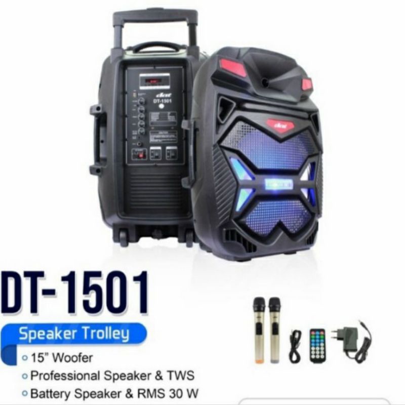 DAT Speaker Portable DT-1501 - 15 Inch - FREE 2 MIC WIRELESS