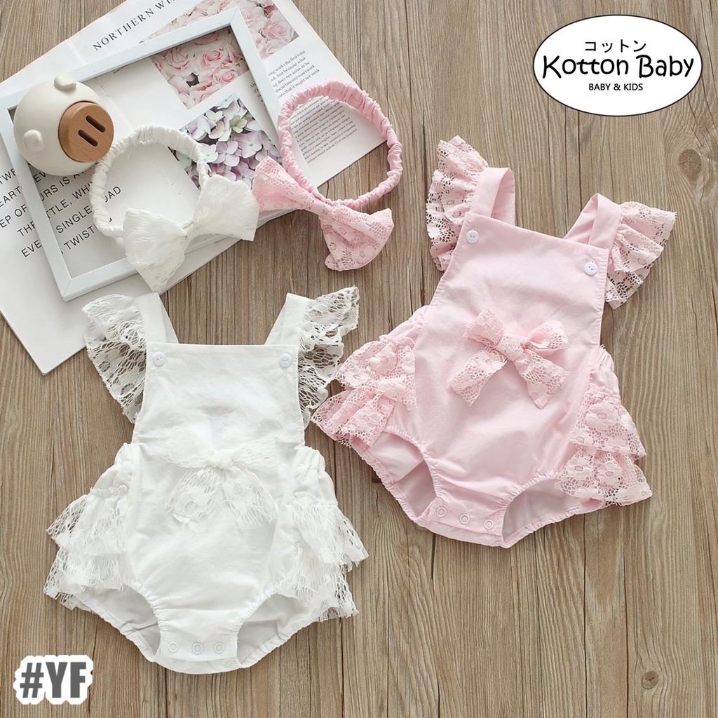 (free bandana) 0-6bln JUMPER RUFFLE BASIC BAYI | JUMPSUIT ROMPER BAJU PAKAIAN ANAK catalog YQER YF