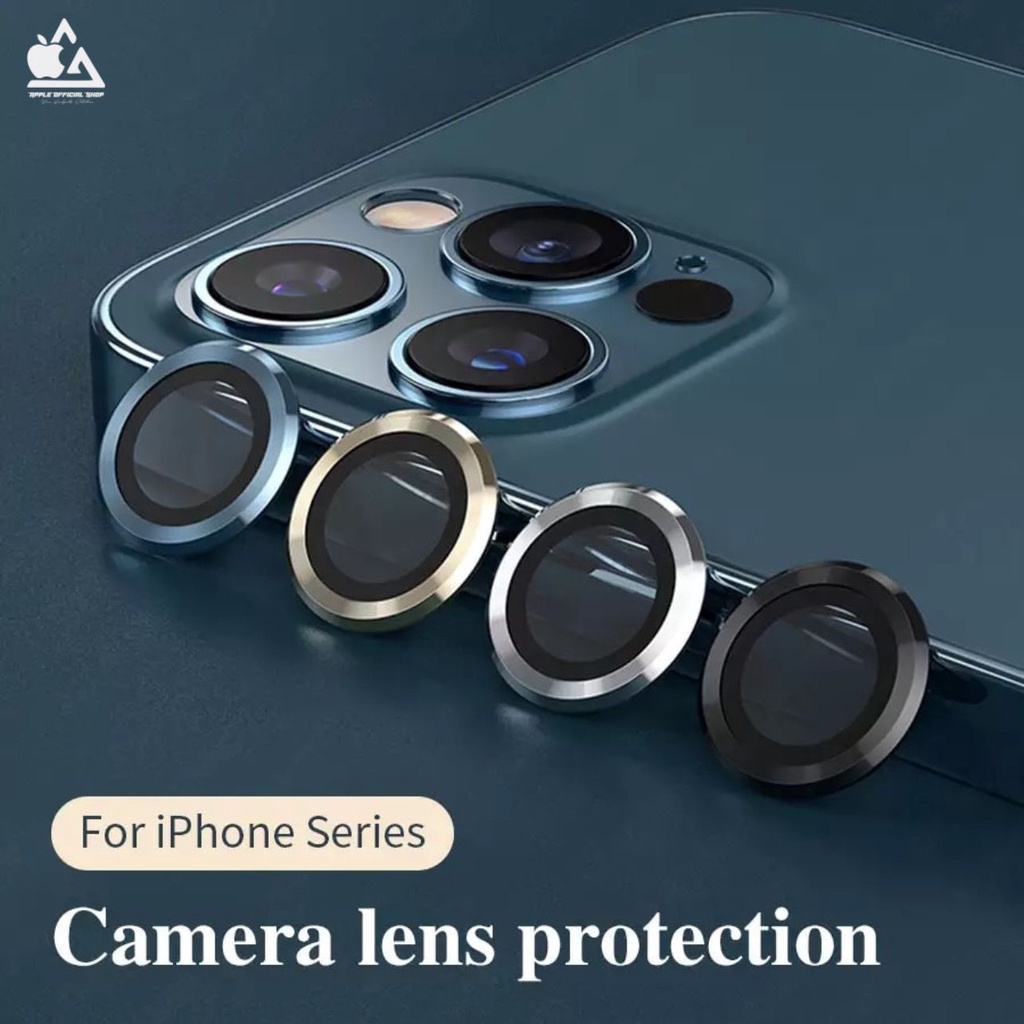 Metal Ring Lens Kamera iPhone 13 13 Pro 13 Pro Max Mini 12 12 PRO 12 PRO MAX Mini 11 11 PRO MAX Tempered Glass Camera Pelindung Lensa Camera