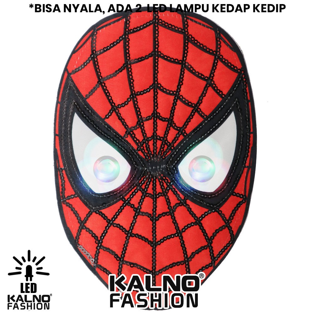 kaos baju anak SPDERMAN MUKA BISA NYALA 2 LED bisa nyala umur 1 - 7 tahun KAOS LED KAOS NYALA