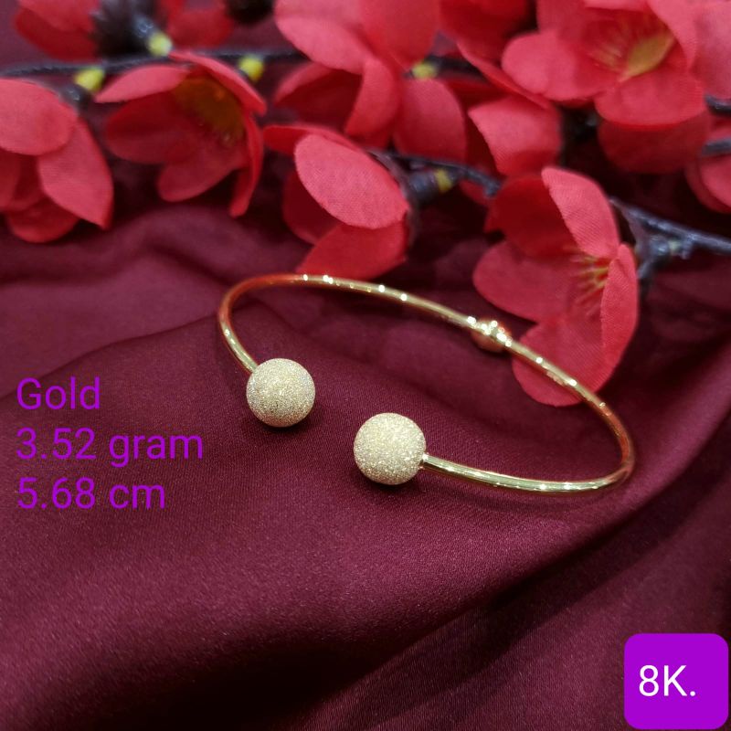 Gelang dior bola pasir gold, emas asli