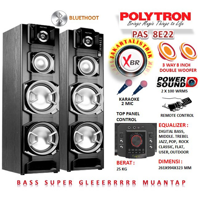 Speaker Aktif Polytron PAS 8EF22 USB BLUETOOTH KARAOKE ADA RADIO