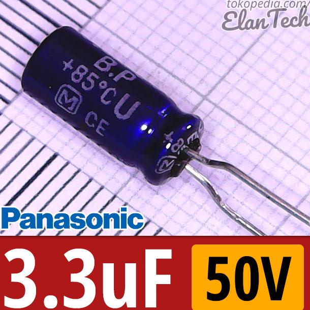 Elco 3.3uF 50V Panasonic BP Elko 3.3 uF Kapasitor Capacitor elant33 dijamin