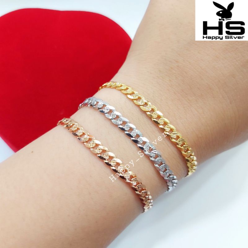 GELANG TANGAN PRIA/WANITA PERAK ASLI 925 SILVER LAPIS EMAS PUTIH - MODEL SISIK NAGA - PERHIASAN PERA
