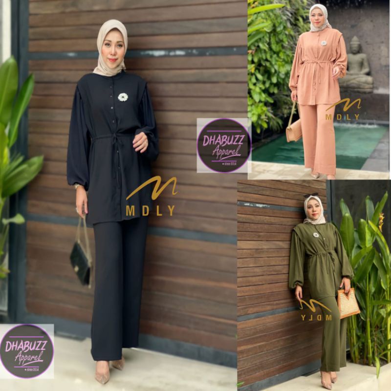 Baju setelan tunik wanita yura set original terbaru by MDLY