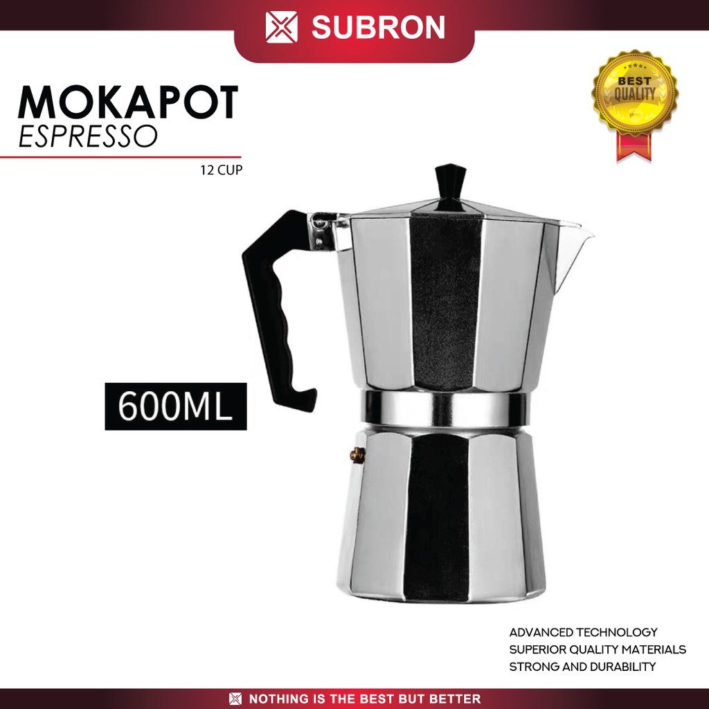 SUBRON Mokapot 12 Cup 600ML Alumunium Coffee maker ESPRESSO Moka pot