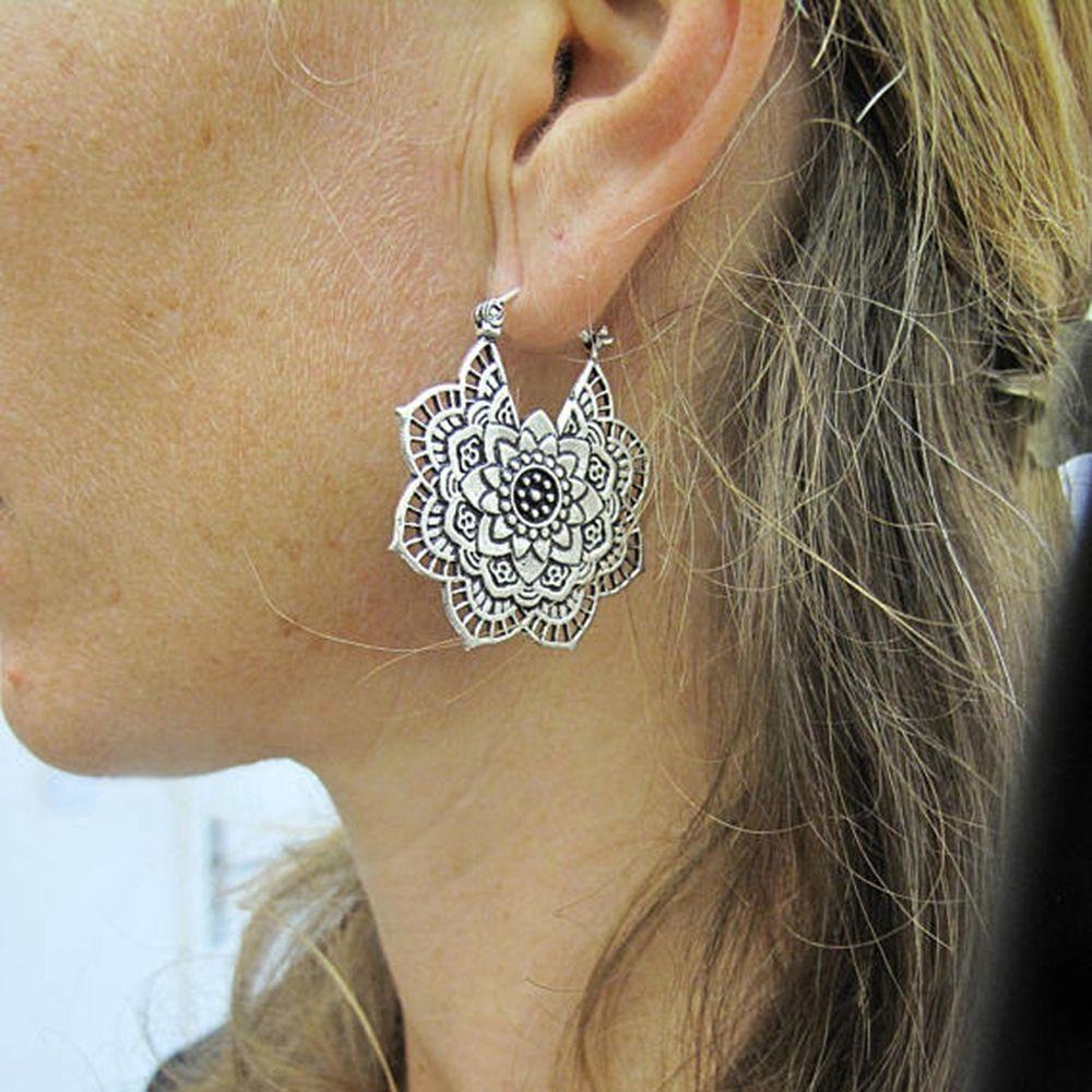 Lily Floral Earring Fashion Gypsy Tribal Mandala Bunga Liontin