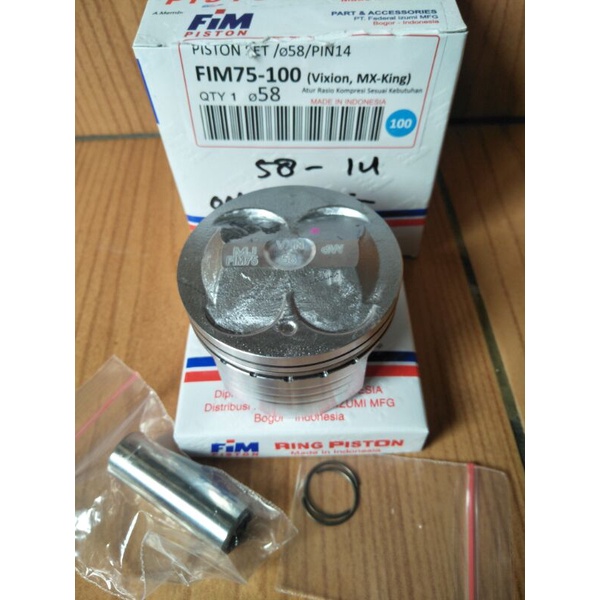 Seher/piston kit merk fim buat vixion/mx/n max/aerox/mx king uk 57/57,5/58/58,5/59/59,5/60 pin 14-2