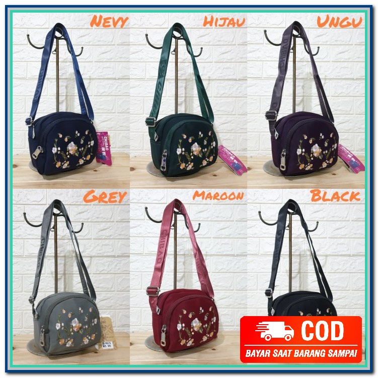 Tas Wanita Selempang Kekinian TB956 Tas Selempang Wanita Ori Chibao Bordir Bunga 3Res Cb90188-11 -