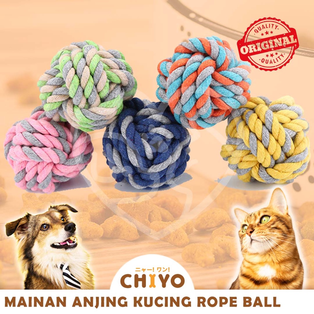 MAINAN ANJING KUCING BOLA COTTON ROPE BALL [ PET TOY]