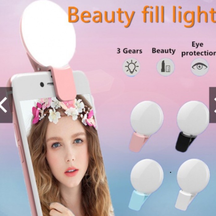 LED LAMPU SELFI 3MODE RING LIGHT , LAMPU SELFI MINI Q ,  PORTABLE SELFI RING LIGHT