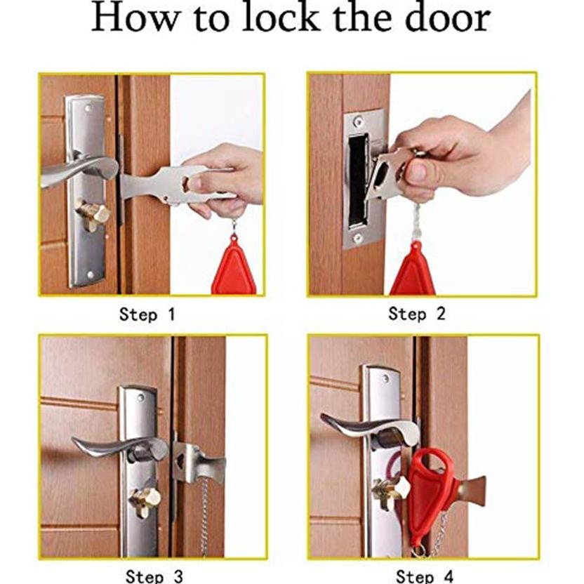 Portable Door Lock Travel Hotel Airbnb Dorm Kos Rumah Kunci Pintu Gesper Selop Pintu Anti Maling