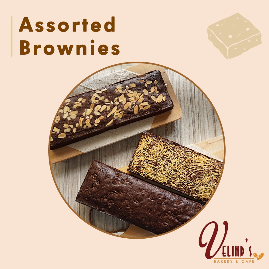 

Assorted Brownies/ Velind's Bakery/ Kue Bronis Panggang Coklat/Keju/Almond