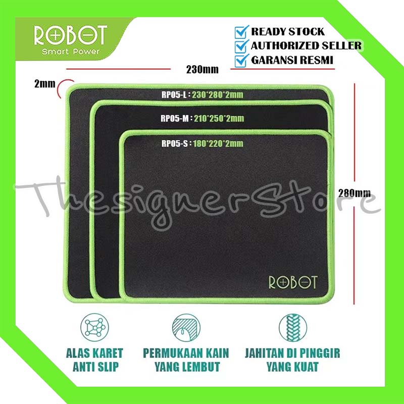 Mousepad Anti Slip Robot RP05 Mousepad Anti-Slip Gaming Polos Hitam Murah Rubber Original