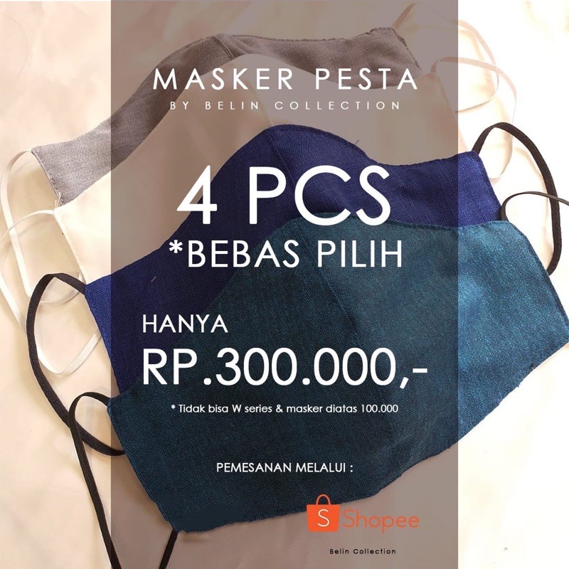 PROMO - Masker Kain Brokat | Paket Bebas Pilih Model 4 pcs (masker bukan yg di foto,bebas pilih)