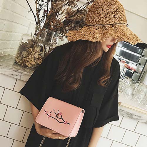 tas selempang kulit wanita bordir embroidery leather sling bag  (3I3) bta387