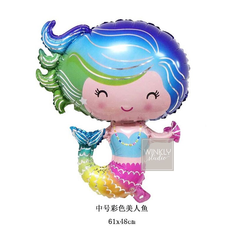 Balon Foil Mermaid Medium / Balon Karakter Putri Duyung Rainbow