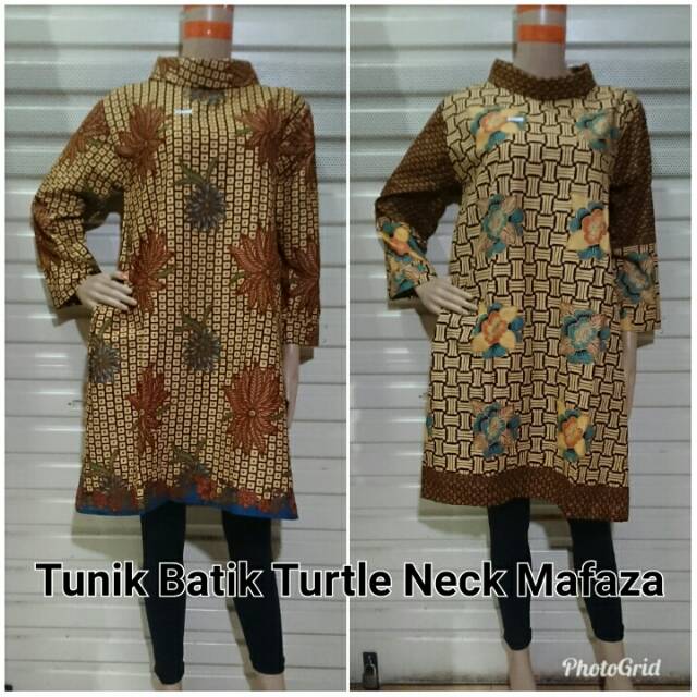Tunik dress batik kerah tinggi