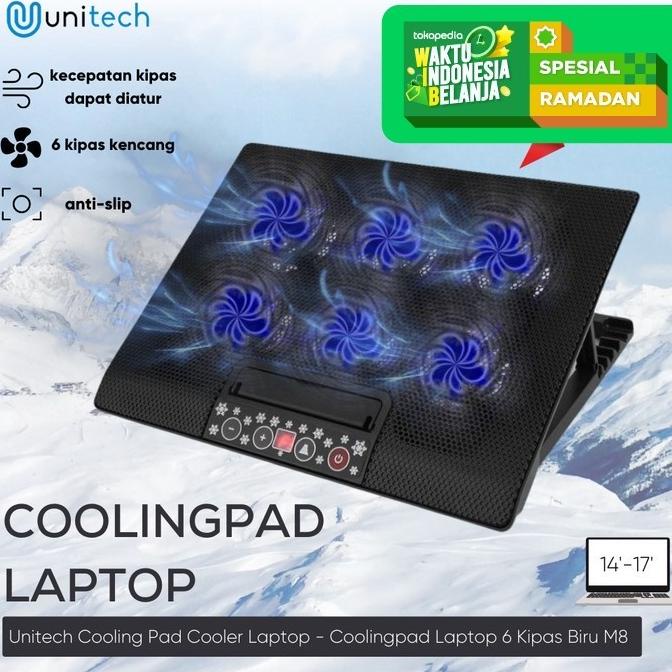 Unitech Cooling Pad Cooler Laptop - Coolingpad Laptop 6 Kipas Biru M8