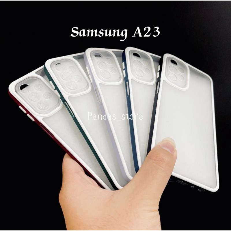 Pro Hybird Samsung A23 Softcase Halus dan Elegan / Pinggiran Garis Putih Keren (Pandas)